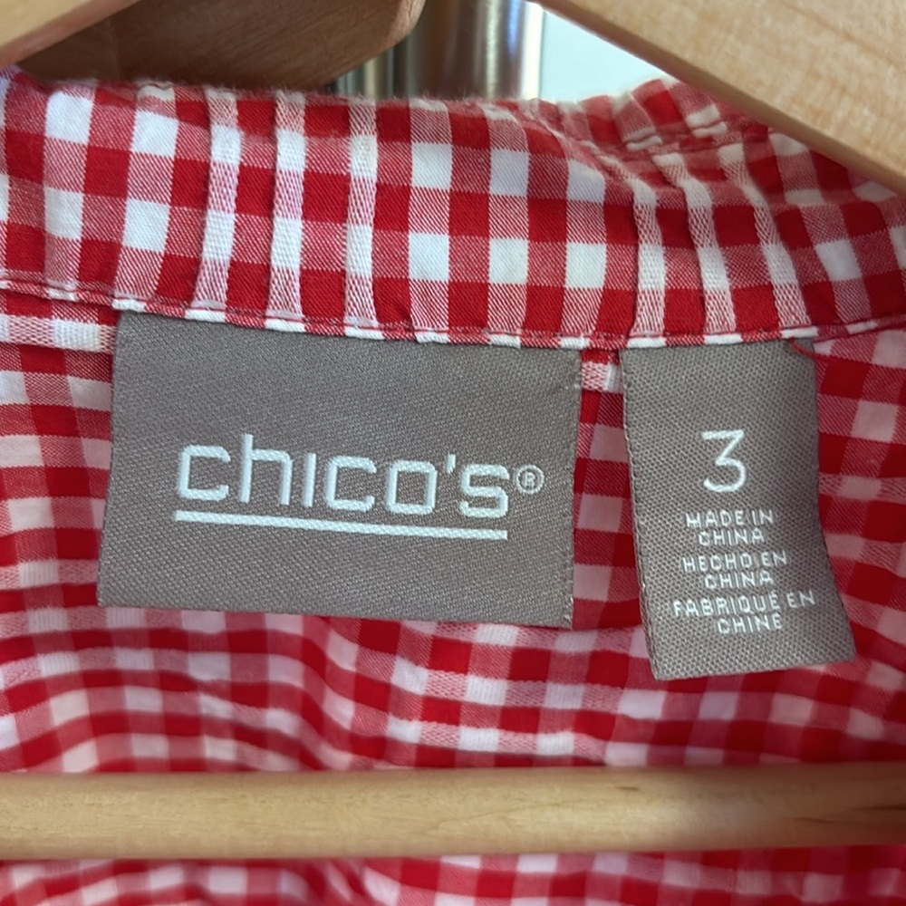 Chico’s Red Gingham Lightweight Jacket - image 3